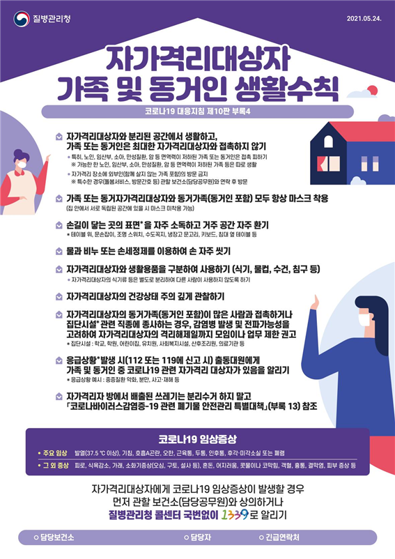 자가격리대상자 가족 및 동거인 생활수칙 안내