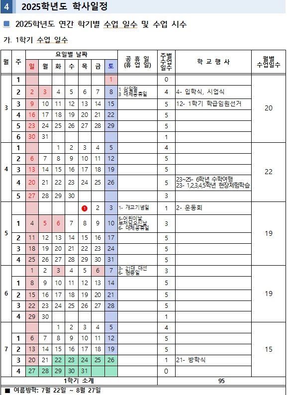 1학기 학사일정